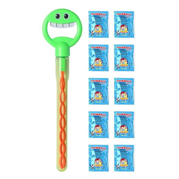 32 Hål Smilings Face Bubble Stick med påfyllningar Lätt att använda Bubble Machine för festfavorit Green