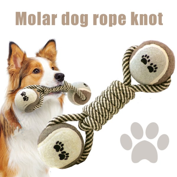 Pet Molar Toy Bomullsrep Tennis Hantel Hund Leksak Molar Dog Rep Knot Toy Ball Lämplig för medelstora och stora hundar molarer