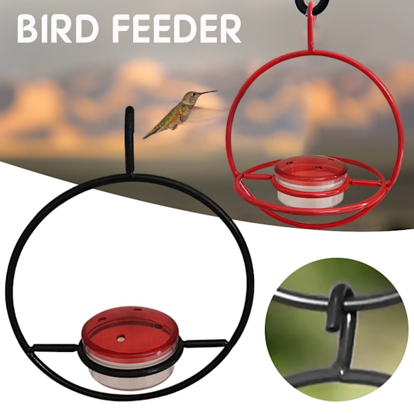 Metal Circle Birds Matare för kolibrier Utomhus sällskapsdjur Fåglar matningshållare för inomhus utomhusdekoration Black