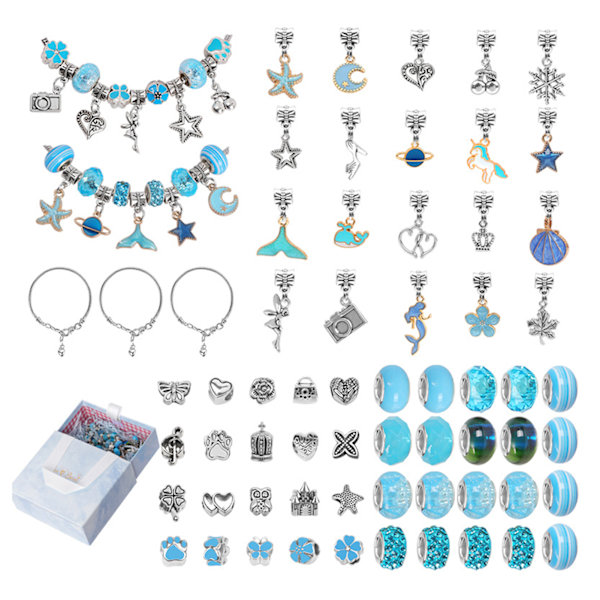 63st Berlock Armband Making Kit Mode Armband Att göra Tillbehör Present till döttrar födelsedag Blue
