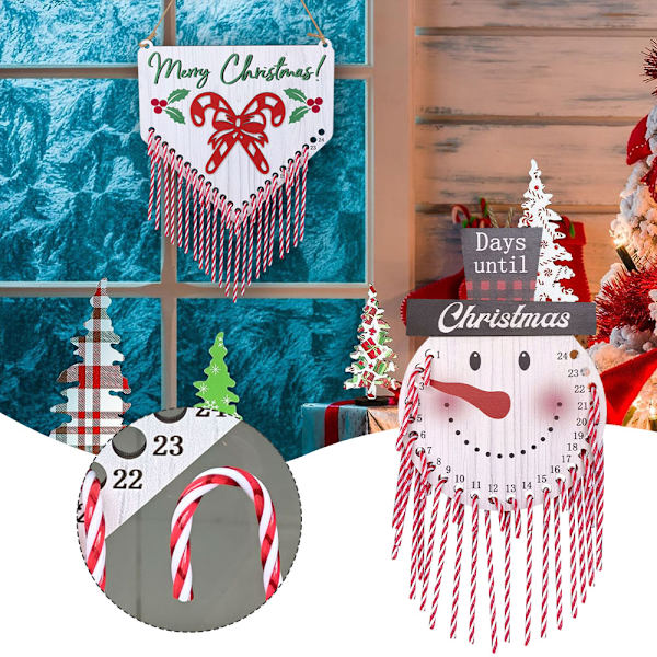 24 dagar till jul Candys Cane Wall Calendar Xmas Counting Down Hängkalender för hemvägg Old Mans Head