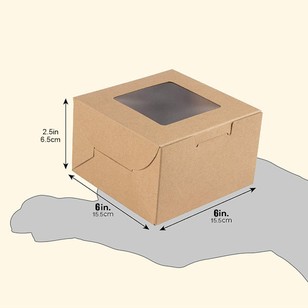 Äggula Tårta Förpackningslåda Fönster Kraftpapperslåda För Tårtmatsförpackning 6x6x2.5 Inches