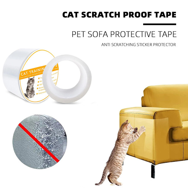 Husdjurssoffa skyddstejp Cat Anti-Grip-dekal Skyddsfilm Träningsmaterial för husdjur 6.2cm M