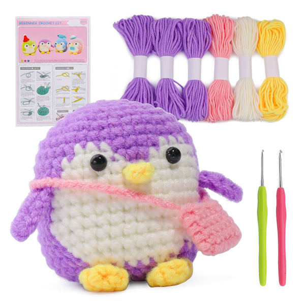 DIY Virkad Stickad Kit Personlig Intressant Stickad Virkad Docka För Födelsedagspresent Purple