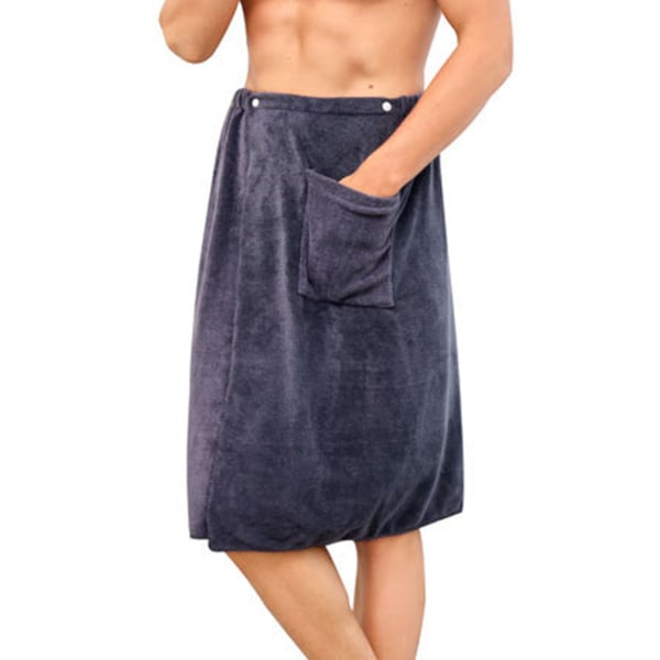 Kroppsomslagshandduk för män med luddfri ficka Absorbera vatten Lätt handduk för gympool spa Grey 70*140
