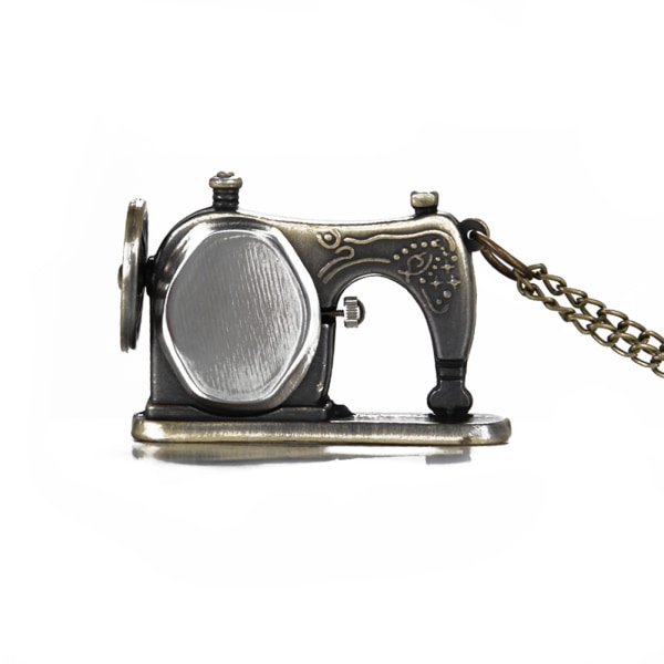 Retro antik bronslegering symaskin design watch med halsband kedja bästa present