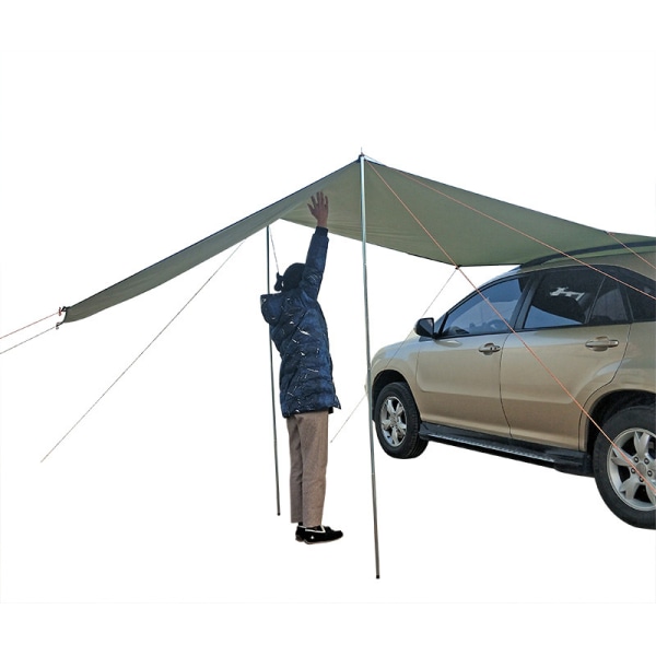 Bil Sida Markis Skärm Vägg Solskydd Skärm Kompletta Kit Camping Trailer Canopy För SUV Strand Utomhus Army Green 300*150CM