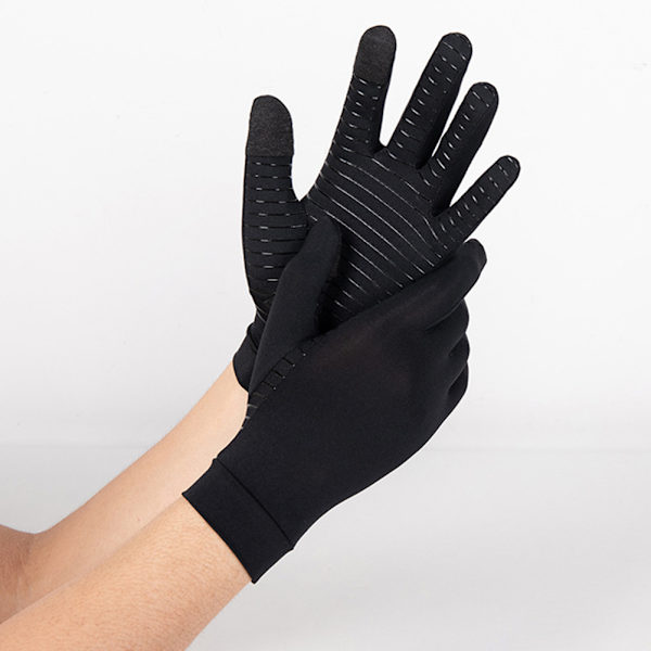 Kompressionshandskar för idrottsåterhämtning Unisex halkfria halvfingerhandskar Black Touch Screen L
