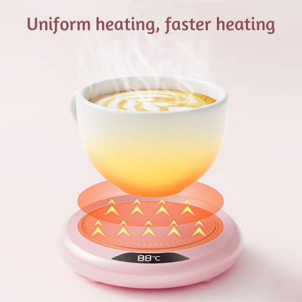 Elektriska konstanter Temperatur Smart Cup Värmare Digital Display Värmekopp Pad för keramisk glasmugg Pink