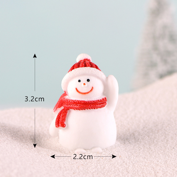 Jultema DIY Mini Miniatyrfigur Trädgårdsinredning Jultomten Snögubbe Mikrolandskap för juldekoration Knit Cap Snowman No. 3