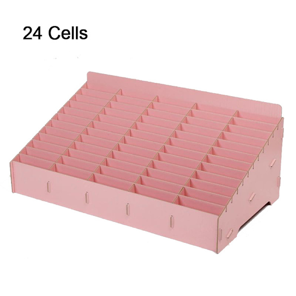 Trä Pennhållare Enkel pennask Multi Pen Organizer Förvaring För Skrivbord Skola Kontor Klassrum Pink 24 cells
