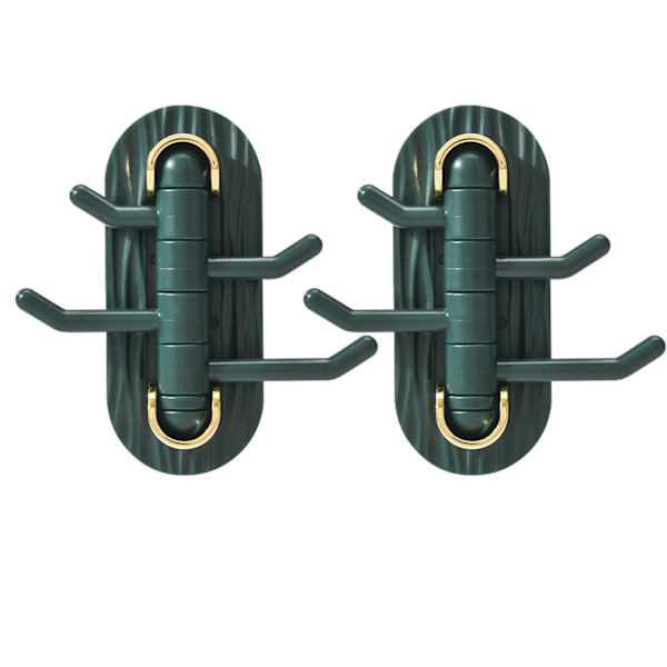 2st Roterande krokvägg Självhäftande krok Plast Ingen borrhatt Handduksnyckelkrok Dark Green 1 Box Of 2