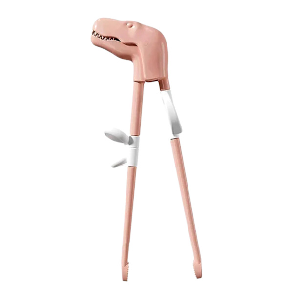 Träningspinnar för barn Tecknad dinosaurieätpinnar Halkfria övningsätpinnar Pink