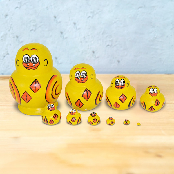 10 st/set tecknade söta ankor Matryoshka dockor handgjorda färger staplingsleksaker traditionella ryska trä Matryoshka gåva Yellow
