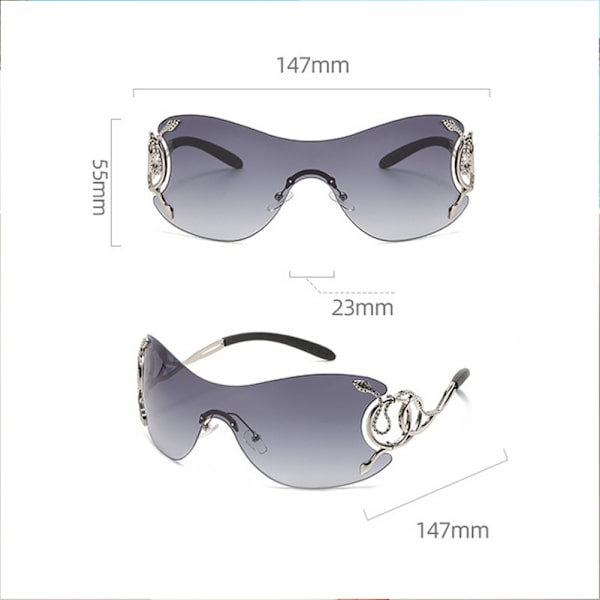 UV400 Snake Mirror Ben Solglasögon Personliga ögon Skyddsglasögon För Kvinnor Män Double Gray Sheet