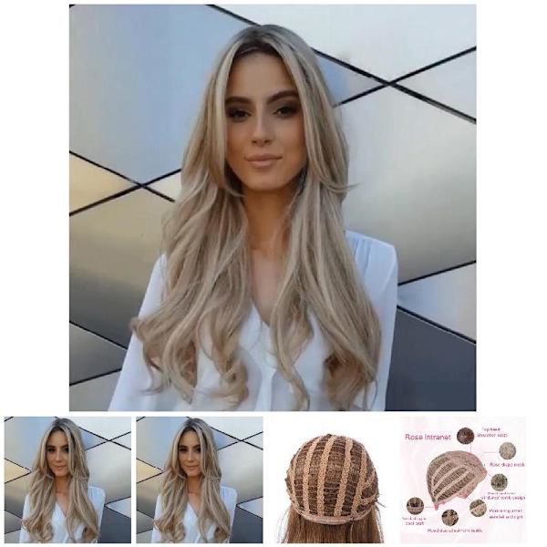 Dam Gradient Blond Lång Lockig Peruk Syntetisk vågigt hår Värmebeständig peruk Glod