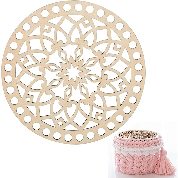 2 ST Träplattor för stickning Virkad vävd korgpåse Botten/ Cap Vävning Craft Shaper med hål för DIY 2