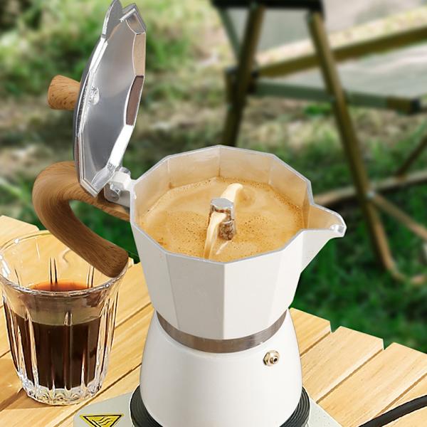 V-formad pip Moka Pot Högtrycksutvinning Kaffekannor för kök White
