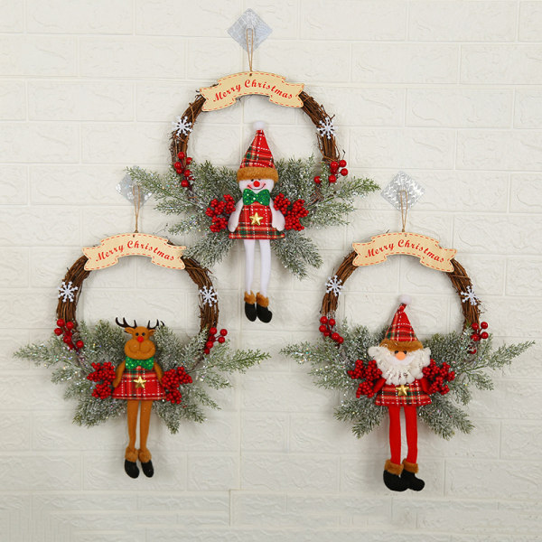 Konstgjord julkrans Färgglad vacker väggfönsterdörrkrans för ytterdörrsfestdekor Snowman L