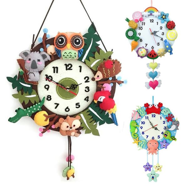 Handgjorda väggkonst väggklockor Design 3D DIY klocka Söt tecknad klocka för dagis Ocean Wall Clock
