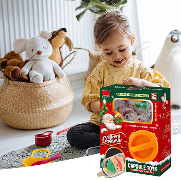 Julkapselmaskin med liten leksak gör-det-själv Intressanta återanvändbara leksaker Present till födelsedag jul Red