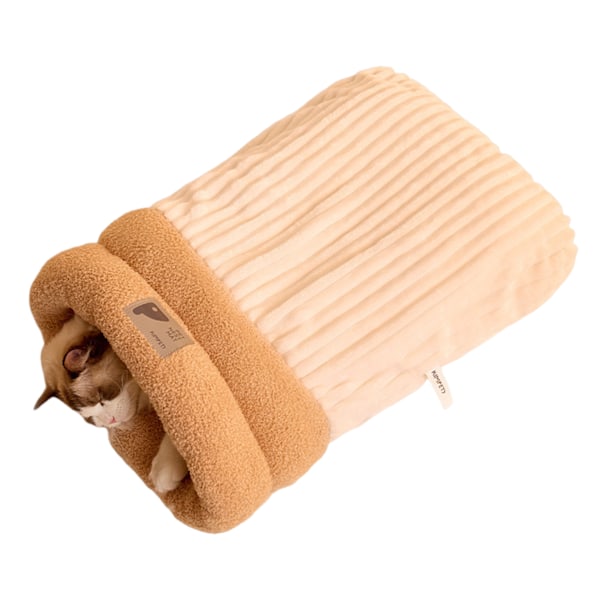 Vintersovsäck för Katt, Mysig Plush Varm Kattpåse Super Mjuk Tjock Husdjurs Skydd för inomhus White L