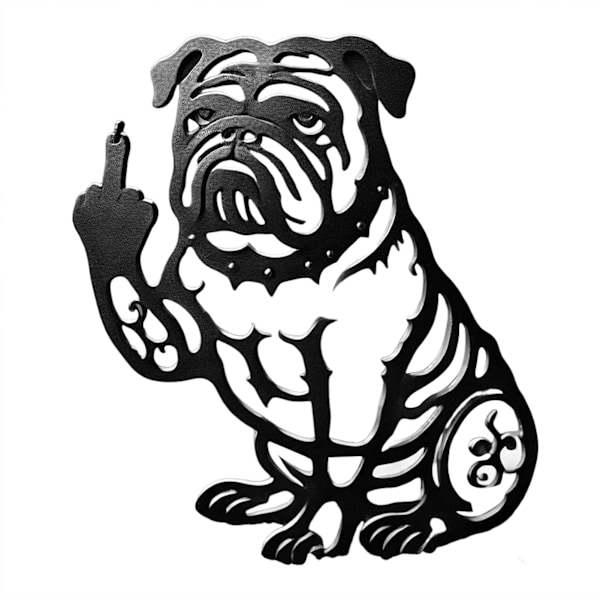 Koiran puutarhakoriste metallinen koiran puutarhatolppa keskisormi-bulldoggi metallitolppa ulkopatioiden sisustukseen Bulldog