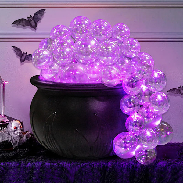 DIY Bubbelgryta Set med 40 Transparenta Kulor/LED-Ljus Gryta Godis-Skål Dekorationer Inomhus Dekorationsidéer Black