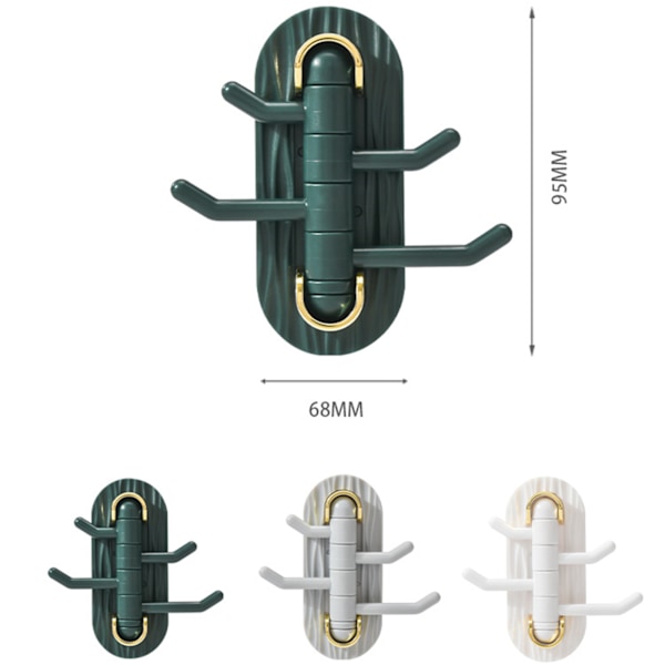 2st Roterande krokvägg Självhäftande krok Plast Ingen borrhatt Handduksnyckelkrok Dark Green 1 Box Of 2