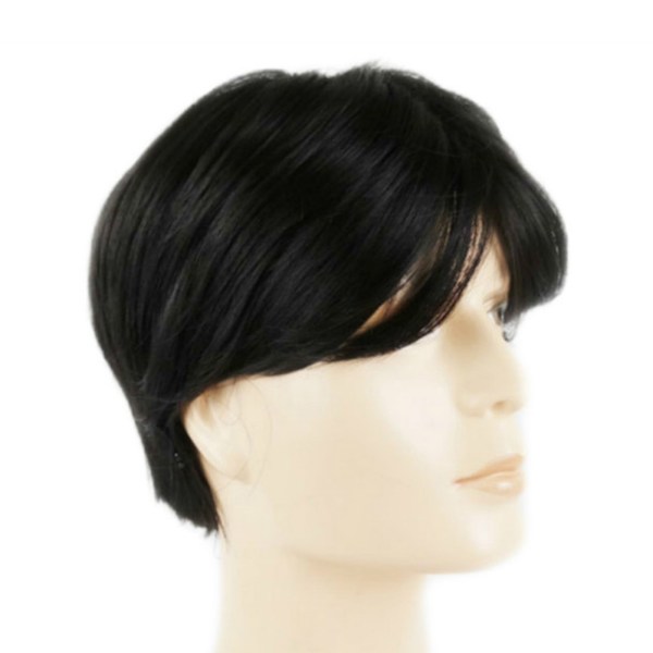 Herrar Peruk Med Mittendelade Lugg Personlig Lätt DIY Styling Peruk För Herrar Dagligt Slitage Black