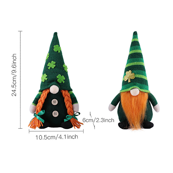 Irish Festival Ansiktslös Gnome Doll Supersöt mjuk plyschleksak Kreativ skrivbordsprydnad för hem, vardagsrum, sovrum Female