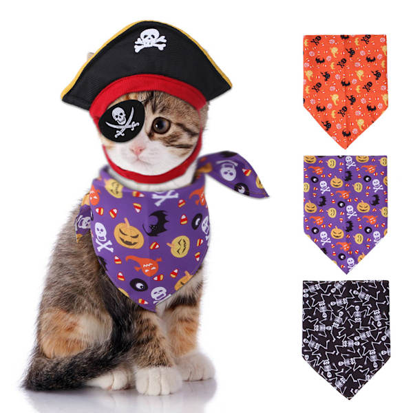 Piratformad hatt justerbar design för husdjur som bär Set B94136-1