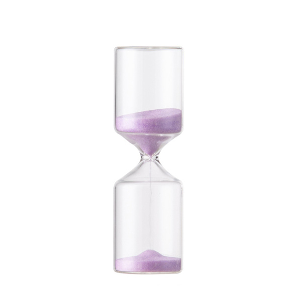 Cylindriskt glas Sandglas Multifunktionell Sandglas Timer Personlig skrivbordsdekoration Purple