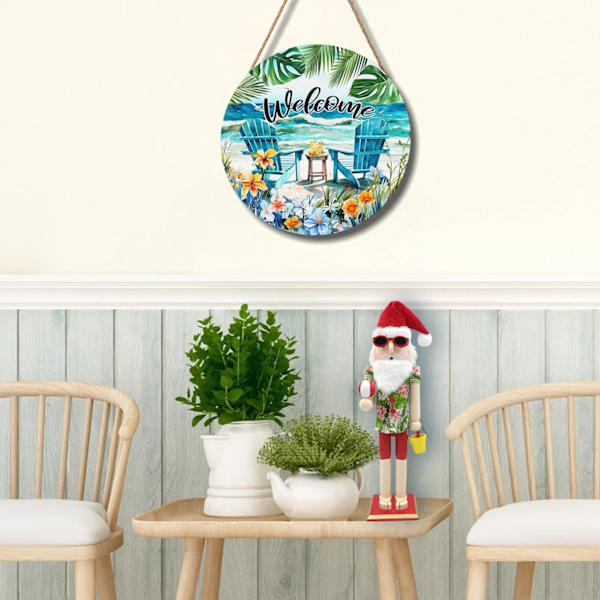 Beach Santa Wood Nötknäppare Stora unika dekorativa prydnader för festlig julbordsdekor Ll0047