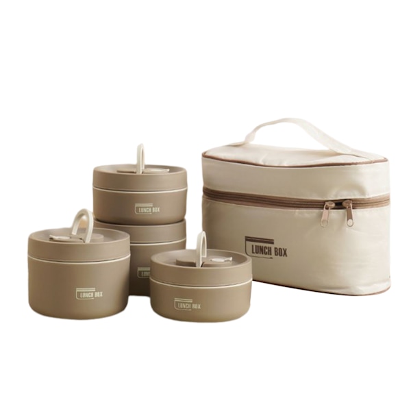 Bärbar isolerad lunchbehållare Set Multi-Layer Combination Picknick Lunch Box Brown 4 Layer