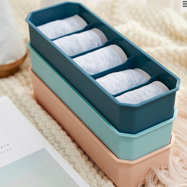 5-cellers partitionerad förvaringsfack Korg Stapelbara strumpor Underkläder Organizer 02