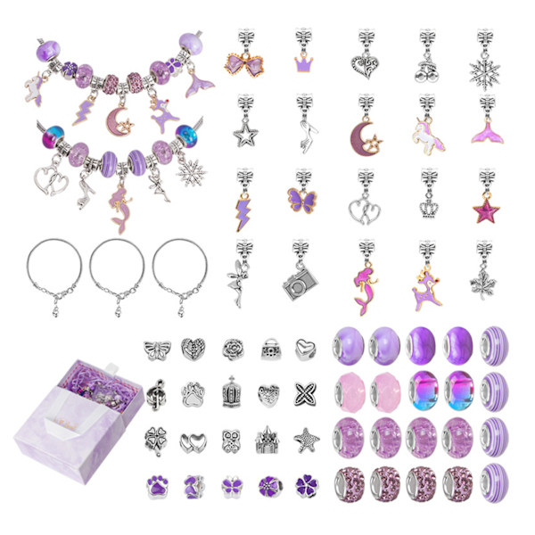 63st Berlock Armband Making Kit Mode Armband Att göra Tillbehör Present till döttrar födelsedag Purple