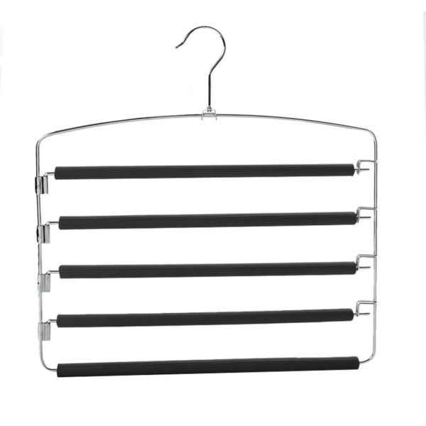 Multi-Layer Magic Pants Rack Enkel skum fem-lagers byxor Hängande hushållsartiklar Black