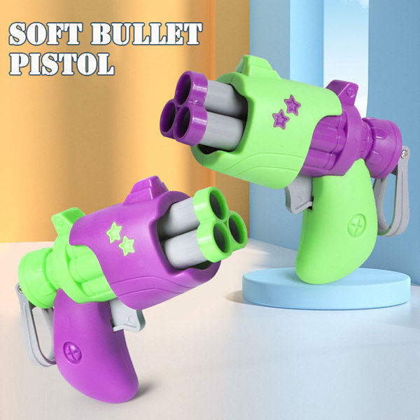 Mini skjutleksak med 3 st mjuka skumbilder Förälder-barn interaktiv leksak för barn Pojkar Flickor Purple Random