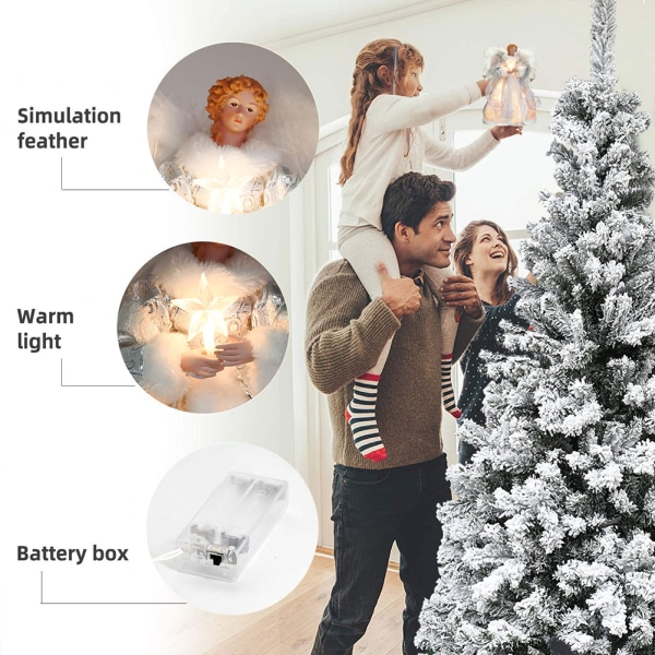 Christmas Tree Topper Ängladekoration Slitstarkt dekorativt hänge rekvisita för eldstäder hyllor Glod Lady