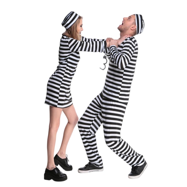 Fångkläder Cosplay Kläder För Kvinnor Män Långärmad Randig Rollspel Kostym Male Money XL