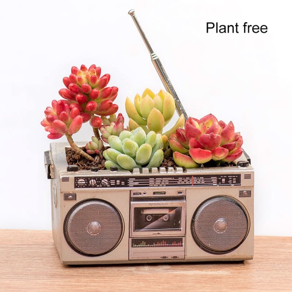 Krukor Planteringskärl Harts Retro Nyhet Kruka Desktop Balkong Växt Blomkruka för suckulent växt Behållare Heminredning Radio Flower Pot