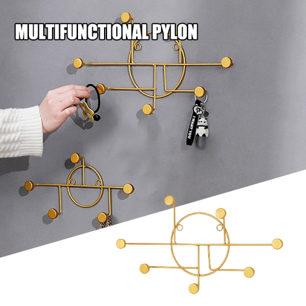 Geometrisk kreativ metallkrok multifunktionell vägghängande klädhängare krok för hem sovrumsdörren tillbaka Square Black Small