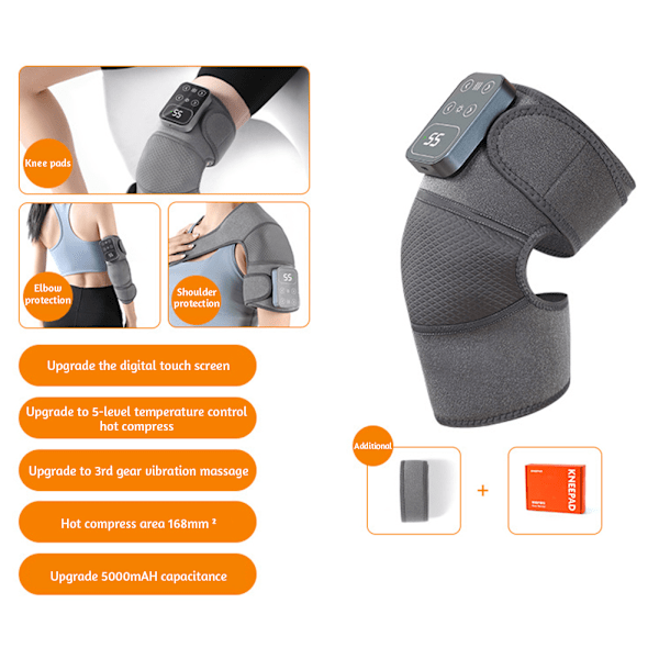 Digital Display Elvärme Knä Massager Multi Modes Justerbara Massager För Minskar svullnad Smärta 2pcs