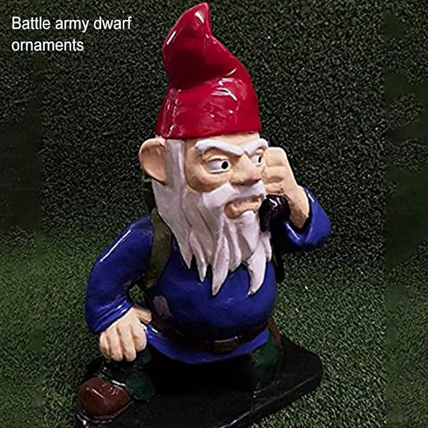 Trädgård krigstomtar Halloween tomtar Dekor Staty Gräsmatta Uteplats Yard Strid Roliga tomtar Figurer Harts Tecknad Skulptur Machine Gunner