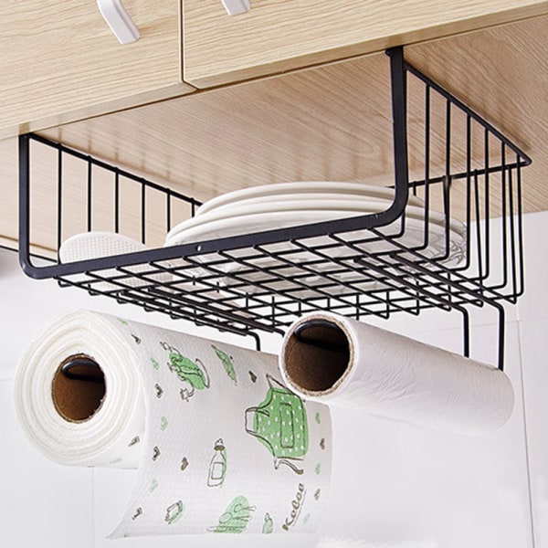 Metall hängande korg under skåpet Trådkorg Små föremål Organizer för hemmabruk White