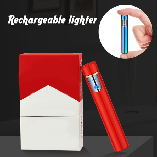 Mini Touch Sensor Flameless Lighter Bärbar USB Uppladdningsbar vindtät tändare White