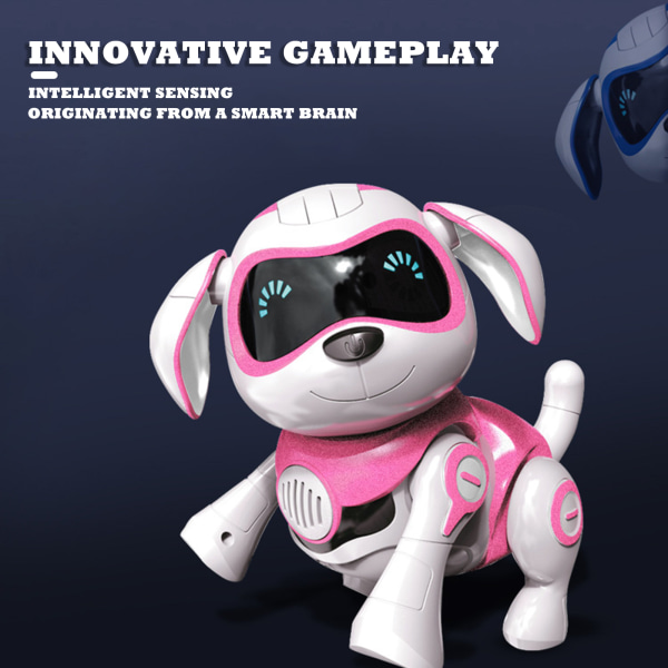 Smart elektrisk robot hundleksak Interaktiv valpleksak med musik för barn Pink