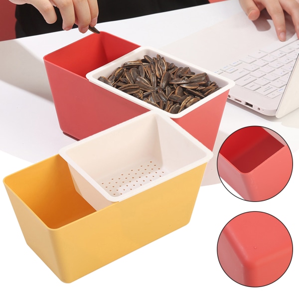Multifunktionell dubbellagers snackbox Hem fyrkantig urlakningsbar fruktbricka Yellow Double Layer