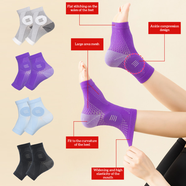 Tunna sportfotledsstöd för kvinnor män Multipurpose Stretch-strumpor för utomhussportridning Purple S